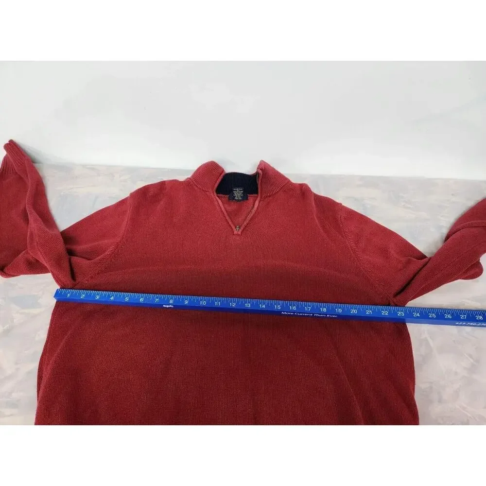 Brooks Brothers 346 Mens l large red Pima Cotton 1/4 Zip Pullover